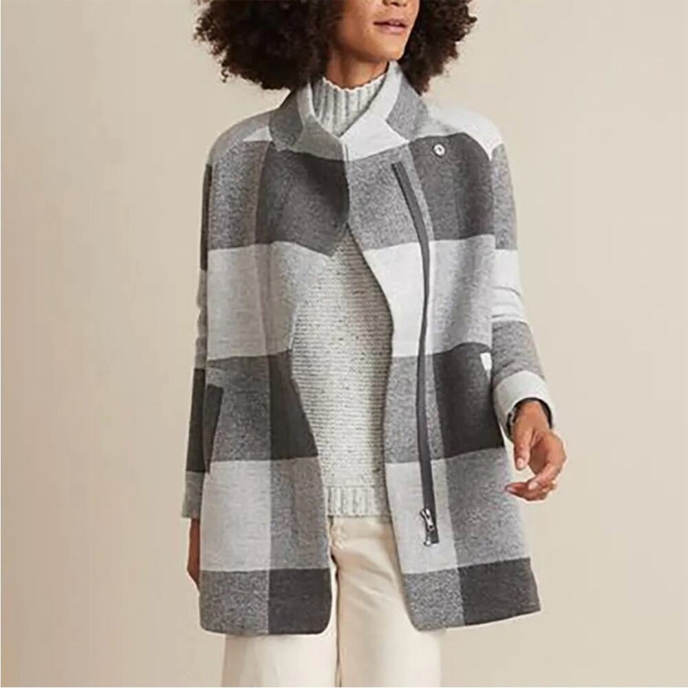 Marine Layer Stephanie Cocoon Jacket Gray Plaid XS